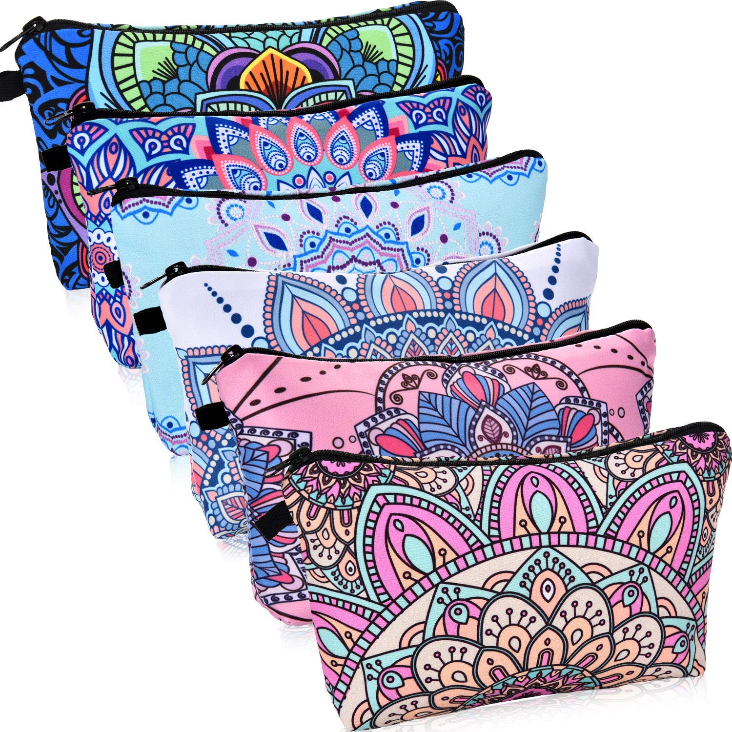 Chuangdi 6 Pieces Makeup Bag Toiletry Pouch Waterproof Cosmetic Bag with Zipper Travel Packing Bag 8.7 x 5.3 Inch Small Cosmetic Bag Accessory Organizer for Women and Men (Multicolor Style)
