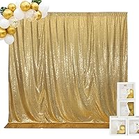 SquarePie Sequin Backdrop Curtain Not See Through Background for Wedding Party 6FT x 8FT Gold
