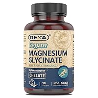 DEVA Vegan Magnesium Glycinate 300mg with Trace Minerals, Higher Absorption, Chelated Magnesium, 90 Tablets