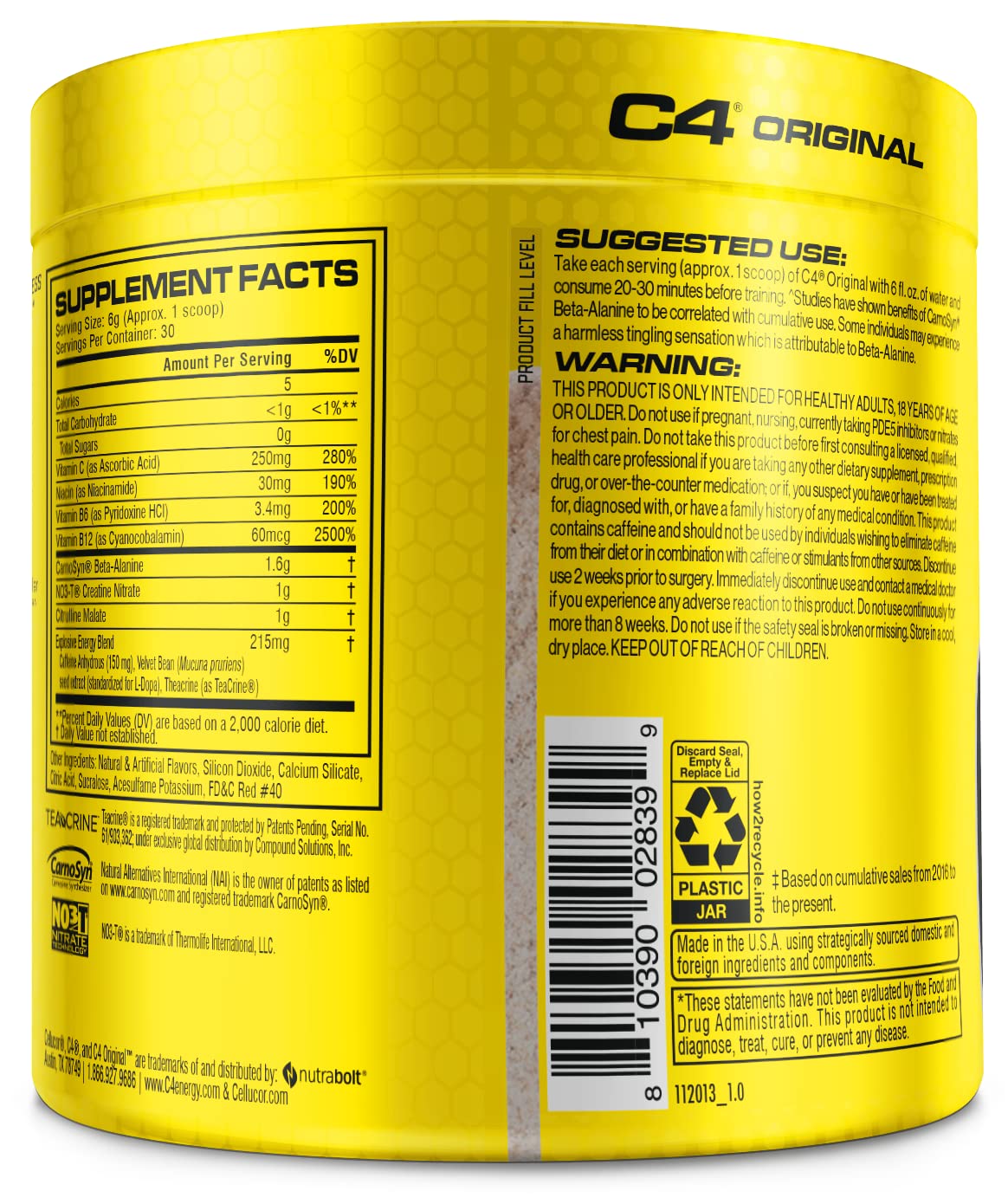 Cellucor C4 Original Pre Workout Powder Fruit Punch | Vitamin C for Immune Support | Sugar Free Preworkout Energy for Men & Women | 150mg Caffeine + Beta Alanine + Creatine | 30 Servings