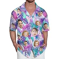 Custom Hawaiian Shirt w/Face Funny Tropical Floral Personalized Hawaiian Shirts for Men Women Beach Shirts Short Sleeve