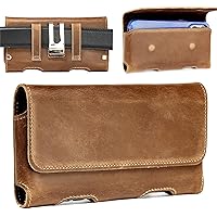 Genuine Leather Phone Holster for iPhone 15 Pro Max 14 Pro Max 13 Pro Max 12 Pro Max 11 Pro Max S23 Plus S24 Plus S21 FE Cell Phone Holster Pouch Belt Holder Case with Clip Pouch Cover, Brown