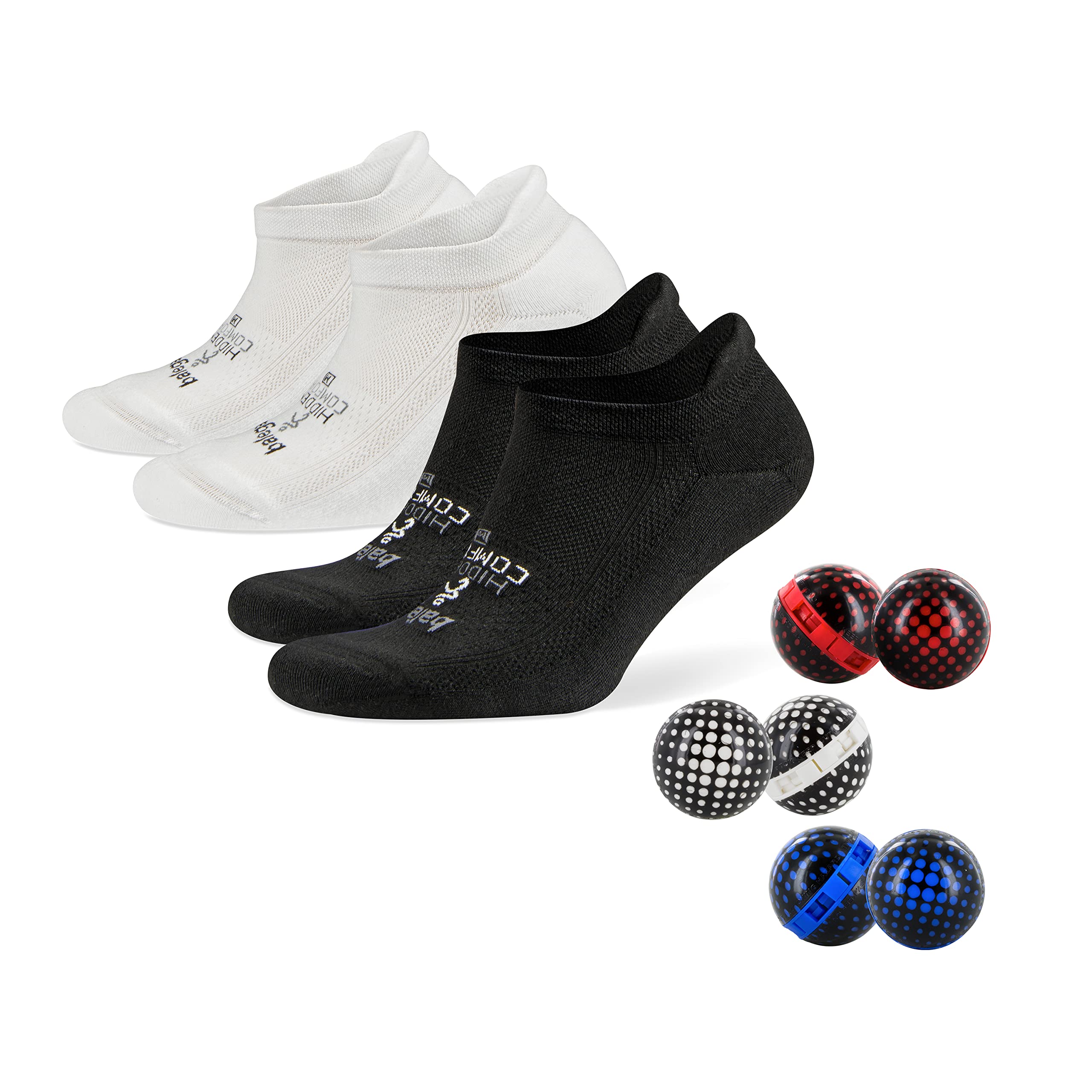 Balega Hidden Comfort No-show, Heel Tab, Running Socks & Sneakerballs for Men and Women (2 Pairs Socks + 6 Sneakerballs)