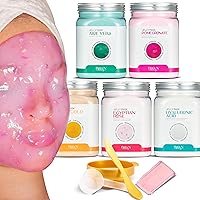 Peel-Off Premium Modeling Rubber Jelly Mask for Face Care- A Bundle of 5 Different Treatment Jars (24k Gold, Egyptian Rose, Pomegranate, Aloe Vera and Hyaluronic) for Body and Skin Care