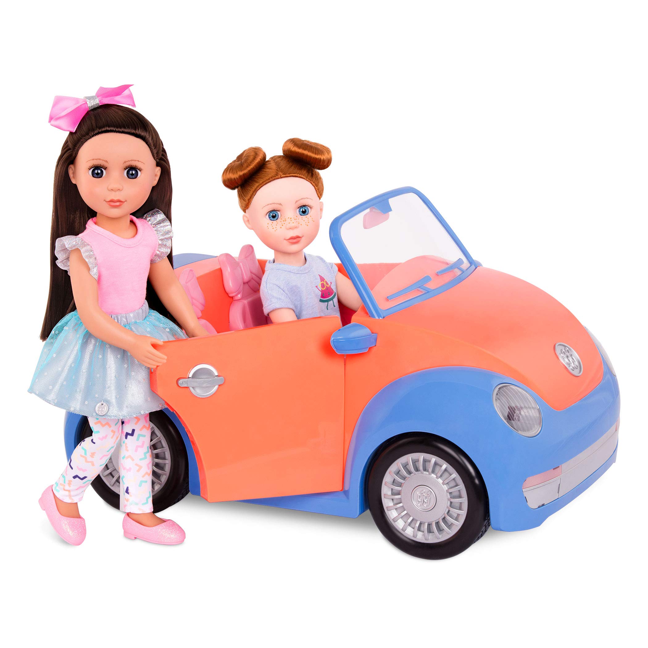 Glitter Girls - Convertible Car for 14-inch Dolls - Toys, Clothes & Accessories for Girls 3-Year-Old & Up, Blue, Orange, Pink