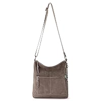 The Sak Lucia Crossbody Bag in Leather, Convertible Purse with Adjustable Strap, Mushroom Suede