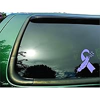 Ribbon Flying Birds Lilac Testicular Cancer - Die Cut Vinyl Window Decal/sticker for Car or Truck 5.5