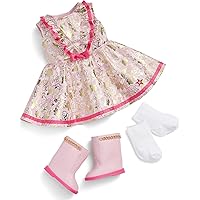 Truly Me 18-inch Doll Floral Fashion Outfit with Ruffled Bodice, Ribbon, Socks, and Boots, for Ages 6+