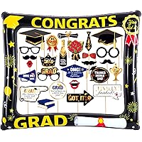 Inflatable Graduation Photo Booth Frame 2022 - Big Size, 30 Inch | 26 Pieces, Graduation Photo Booth Props 2022 | Graduation Photo Booth Props 2022 for Black and Gold Graduation Party Decorations 2022