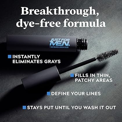 Just for Men 1-Day Beard & Brow Color, Temporary Color for Beard and Eyebrows, For a Fuller, Well-Defined Look, Up to 30 Applications, Light Brown