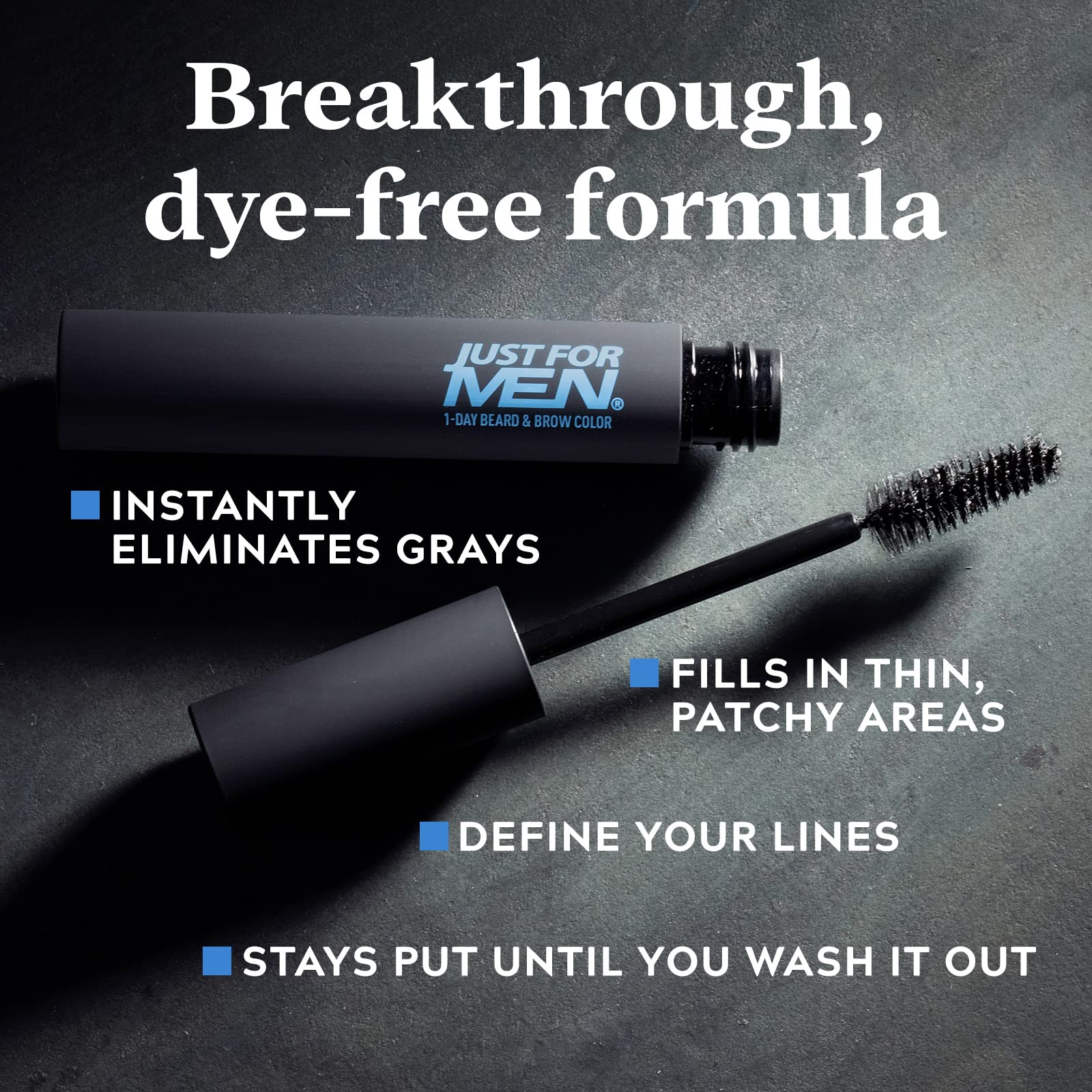 Just for Men 1-Day Beard & Brow Color, Temporary Color for Beard and Eyebrows, For a Fuller, Well-Defined Look, Up to 30 Applications, Medium Brown