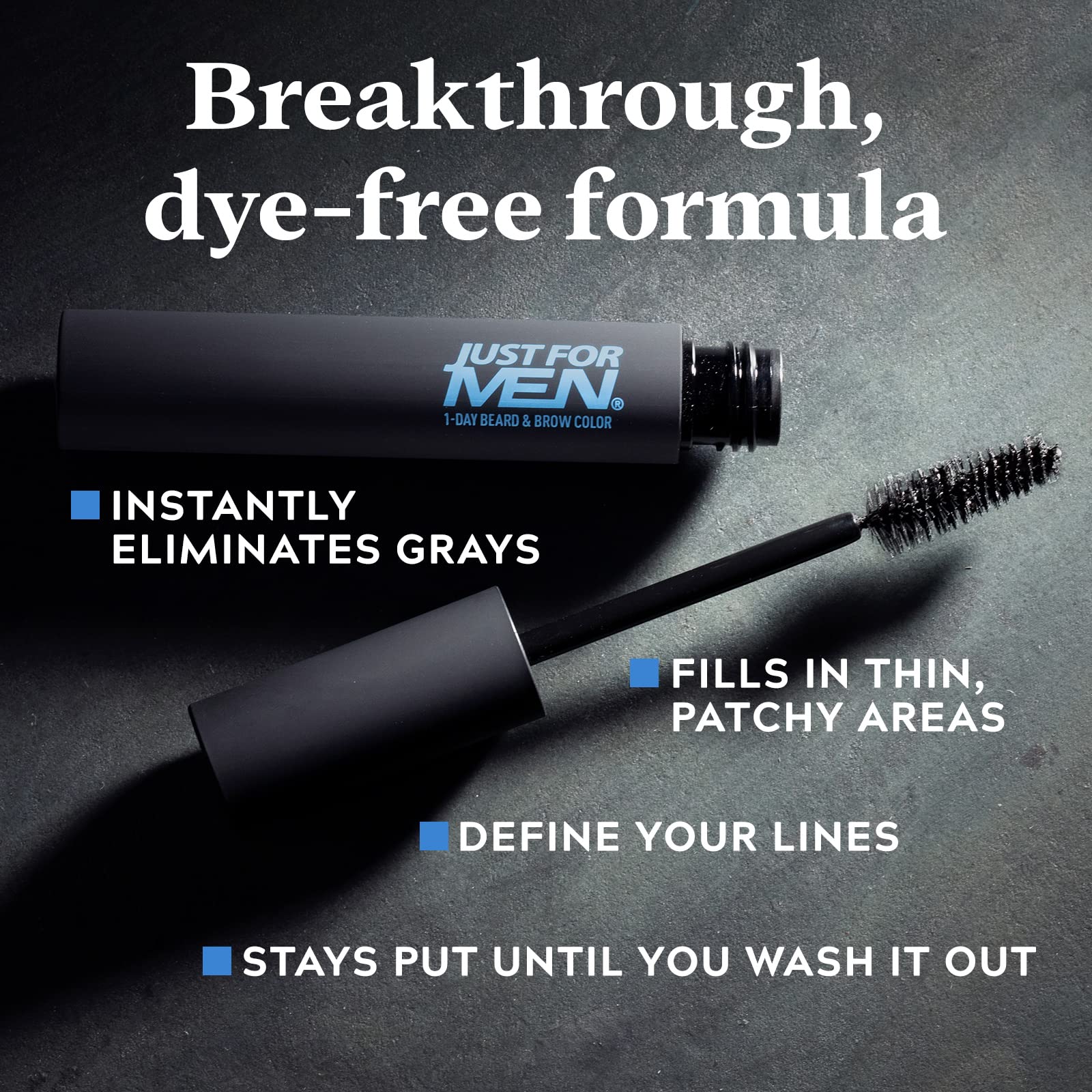 Just for Men 1-Day Beard & Brow Color, Temporary Color for Beard and Eyebrows, For a Fuller, Well-Defined Look, Up to 30 Applications, Darkest Brown/Black