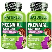 NATURELO Prenatal Multivitamin with Gentle Chelated Iron, Methyl Folate, Plant Calcium & Choline - Vegan, Vegetarian - Non-GMO - Gluten Free - 360 Capsules - 4 Month Supply