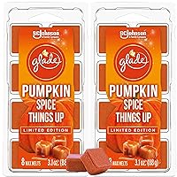Glade Holiday Wax Melts Cubes, Pumpkin Spice Limited Edtion Scented Wax Melts for Wax Warmer and Christmas Home Fragrance, 8 Count (Pack of 2), Orange