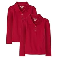 The Children's Place girls Long Sleeve Pique Polo 2 Pack