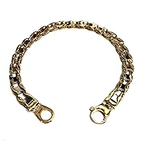 Jewelry Affairs 14K Yellow Two Tone Gold Railroad Link Mens Bracelet, 8.5