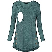 Quinee Women's Button Side Maternity Tunic Nursing Tops for Breastfeeding