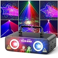DJ Laser Lights for Party, Professional 5 in 1 RGBUV Laser Light Show Projector Support DMX512, Sound Activated with Remote Control for Indoor Parties Disco Club KTV Bar Stage DJ Lighting