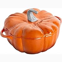 STAUB Cast Iron Dutch Oven 3.5-qt Pumpkin Cocotte with Stainless Steel Knob, Made in France, Serves 3-4, Burnt Orange