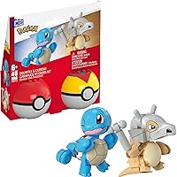 Mega Pokemon Action Figure Building Toys Set, Poke Ball 2-Pack, Squirtle and Cubone with 45 Pieces, for Kids