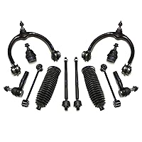 PartsW - 12 Pc Upper Control Arms Ball Joints Sway Bar Links Tie Rod Ends Outer Inner Complete Suspension Kit