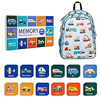 Wildkin 15-inch Backpack and Transportation Memory Matching Game (36 pc) Bundle: Boost Memory Educational Card, and Comfortable Kids Backpack (Modern Construction)