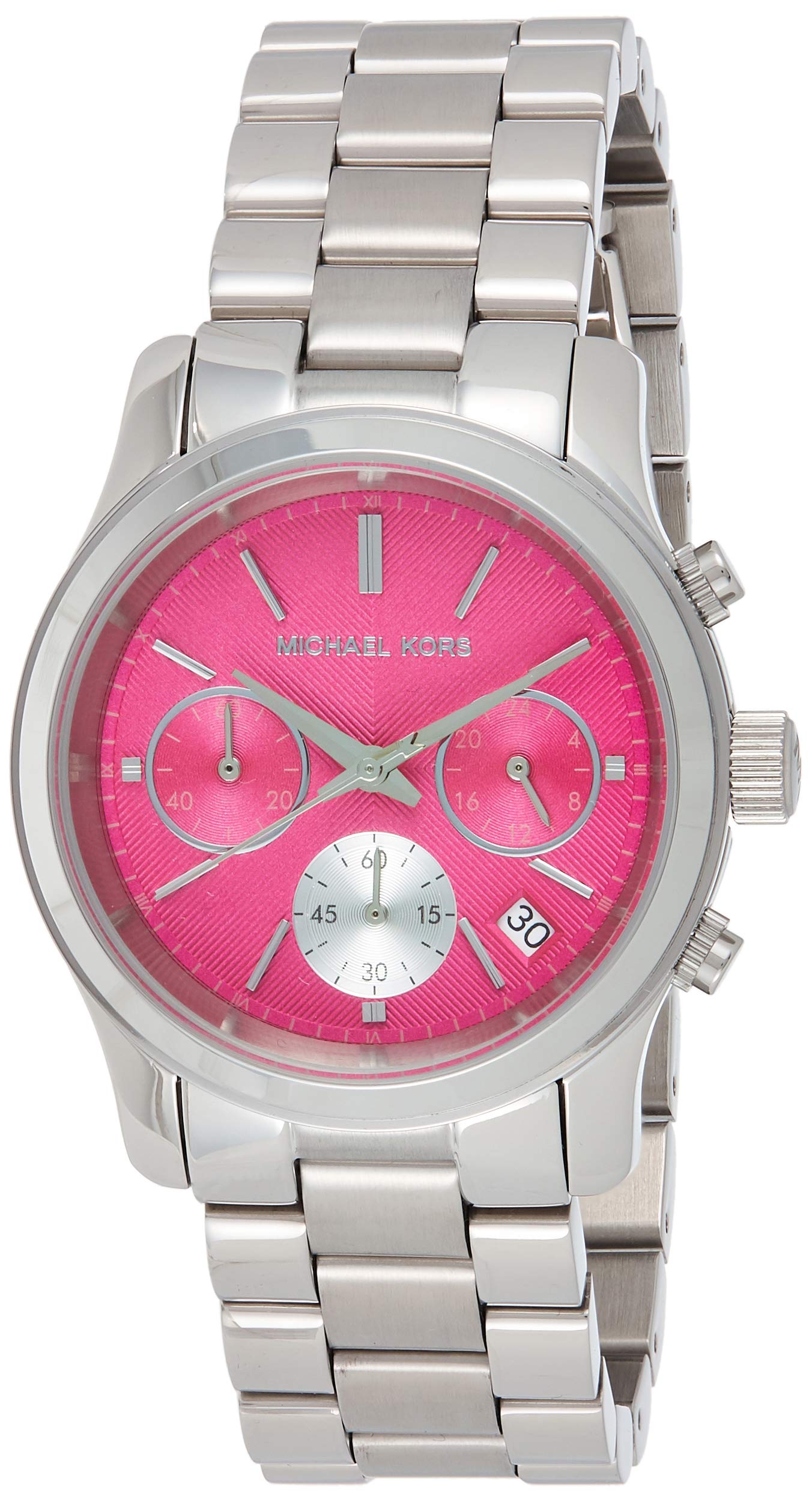 Michael Kors Runway Pink Dial SS Multifunction Quartz Ladies Watch MK6160
