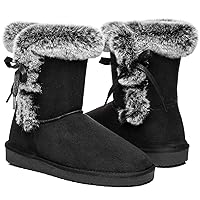 HStylish Women Snow Boots Classic Mid-Calf Warm Shoes Winter Fur Boots for Women on Anti-Slip Boots for Outdoor