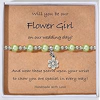 Flower Girl Proposal Bracelet, Will You Be My Flower Girl,Thank You For Being Our Flower Girl Gift, Stretchy Bracelet for Girls