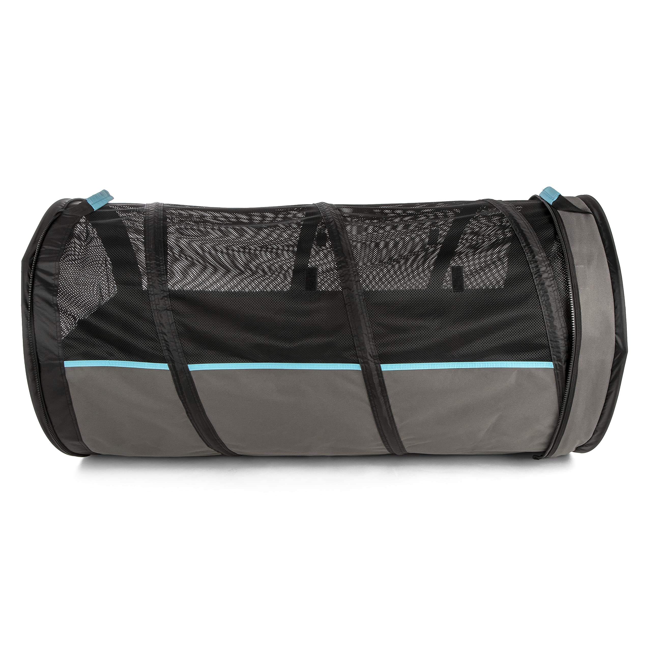 Sherpa Pet Tube Tunnel Pet Carrier, Soft-Sided Portable Popup Car Kennel for Dogs & Cats - Lightweight, Claw-Resistant Fabric, Mesh Panels, Washable - Black & Gray, One Size