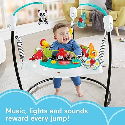 Fisher-Price Baby Bouncer Animal Wonders Jumperoo Activity Center With Music Lights Sounds And Developmental Toys