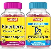 Elderberry + Vitamin C + Zinc + Vitamin D3 1000mcg Sugar Free, Gummies Bundle - Great Tasting, Vitamin Supplement, Gluten Free, GMO Free, Chewable Gummy