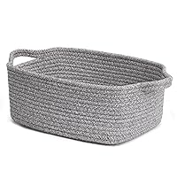 CHICVITA Storage Basket for Gifting, Small Woven Basket for Towels, Cute Basket for Baby, Nursery, Dog Basket, Decorative Rope Basket for Living Room, Grey, 13 x 9¾ x 5 inches