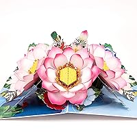 Pop Up Greeting Card Lotus Flower- 3D Cards For Birthday, Anniversary, Mothers Day, Thank You Cards, Card for Mom, Congratulation Card, Love Card, All Occasion