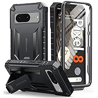 FNTCASE for Google Pixel 8 Case: Military Grade Shockproof Rugged Protective Phone Cover with Kickstand, Belt-Clip Holster & Extra Front Frame, Heavy Duty Hard Pixel 8 Cell Phone Cases 5G (Black)