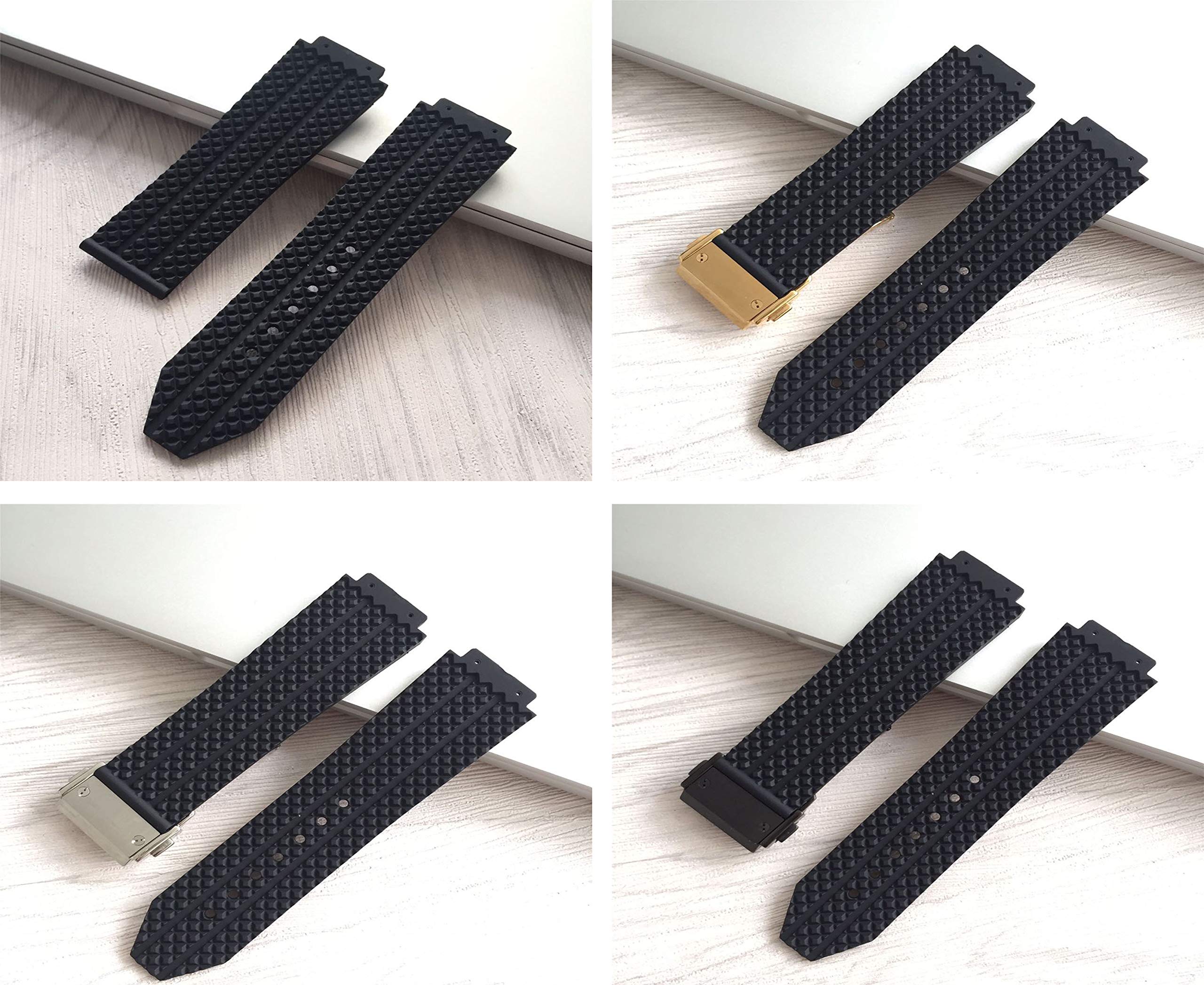 KAMIU 19mm 21mm 25mm Rubber Watch Strap with Replacement Band Tool for Hublot Big Bang