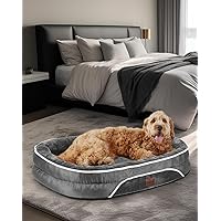 Orthopedic Dog Bed for Extra Large Dogs, Oversized Couch Design with Egg Foam Support, Removable, Machine Washable Plush Cover and Non-Slip Bottom with Four Sided Bolster Cushion (Gray)