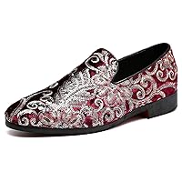 Mens Loafers Velvet Sequins Embroidered Smoking Slippers Dress Shoes Wedding Moccasins Slip-on Flats