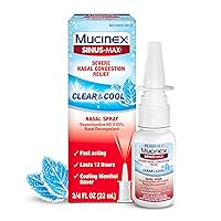 Mucinex Sinus-Max Nasal Spray Decongestant, 12 Hour Over-The-Counter Medication Nose Spray for Sinus Relief, Nasal Decongestants For Adults & Sinus Congestion, Cooling Menthol, 0.75 Fl Oz