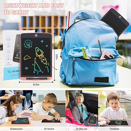 LCD Writing Tablet 10 Inch Toddler Doodle Board,Colorful Drawing Tablets,Electronic Writing Pads, Educational and Birthday Gifts for 3 4 5 6 7 Years Old Girls Boys and Kids (Pink)