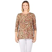 Ruby Rd. Womens Womens Petite Marbled Sublimation Top