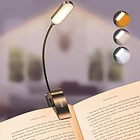 Gritin 16 LED Rechargeable Book Light for Reading in Bed - Eye Caring 3 Color Temperatures, Stepless Dimming Brightness,80Hrs Runtime,Lightweight Flexible Clip On Book Light for Book Lovers,Kids