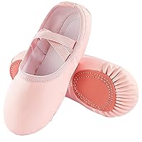 PU Ballet Shoes for Girls - Dance Practice Slippers for Girls, No-Tie Sole Yoga Gymnastics Shoes(Toddler/Little Kid/Big Kid)