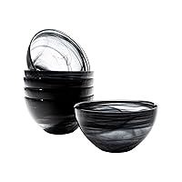 Vikko Soup Bowl, Set of 6 Black Alabaster Bowls, 6