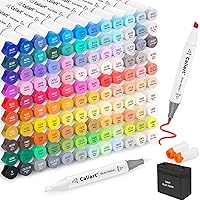 Caliart Alcohol Brush Markers, 121 Colors Dual Tip Artist Brush & Chisel Tip Sketch Art Markers, Aesthetic Cute Preppy Stuff School Supplies, Pens for Lettering Cards Drawing Mothers Day Gift for Mom