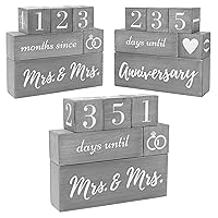 LGBTQ Lesbian Mrs and Mrs Grey Wedding Countdown Calendar Block Engagement Gifts for Couples Hers and Hers, Bride to Be Includes Reversible Text Block Marriage Anniversary Celebration Recently Engaged