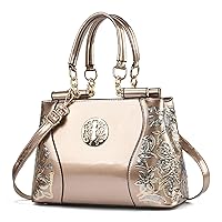 Purses and Handbags for Women Stylish Patent Leather Sequin Embroidery Top Handle Satchel Tote Daily Work Shoulder Bag
