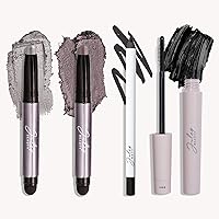 Julep Under the Stars 4PC Eye Makeup Collection: Eyeshadow 101 Rainstorm Shimmer, Smoky Amethyst Shimmer, When pencil Met Gel Soft Black, Length Matters Buildable Mascara