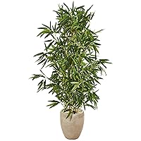 Nearly Natural 5-Ft. Bamboo Artificial Sand Colored Planter (Real Touch) UV Resistant (Indoor/Outdoor) Silk Trees, Green