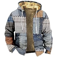 Mens Jacket Winter Zip Up Hoodie Lightweight Winter Sweatshirt Fleece Sherpa Lined Warm Jacket Casual Sport Coat